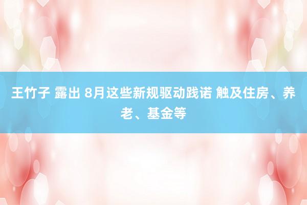 王竹子 露出 8月这些新规驱动践诺 触及住房、养老、基金等