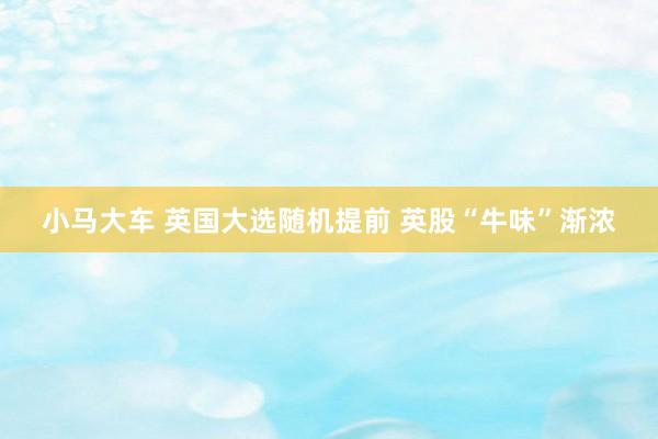小马大车 英国大选随机提前 英股“牛味”渐浓